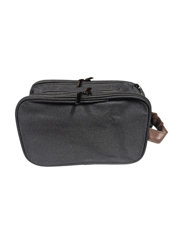 Wedama Canvas Toiletry Travel Bag – Black with Brown Trim