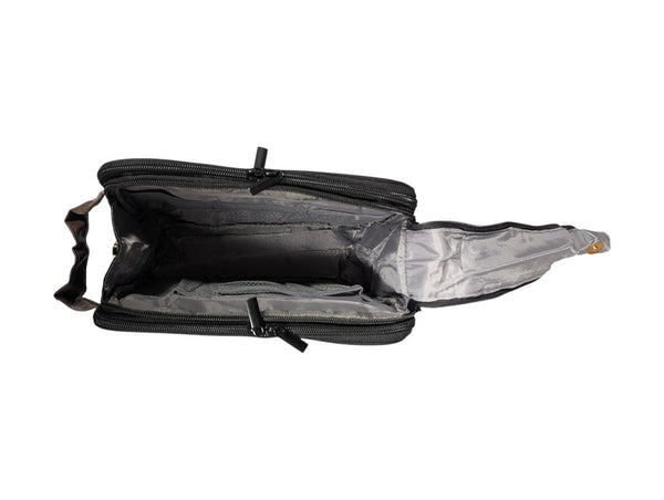 Wedama Canvas Toiletry Travel Bag – Black with Brown Trim