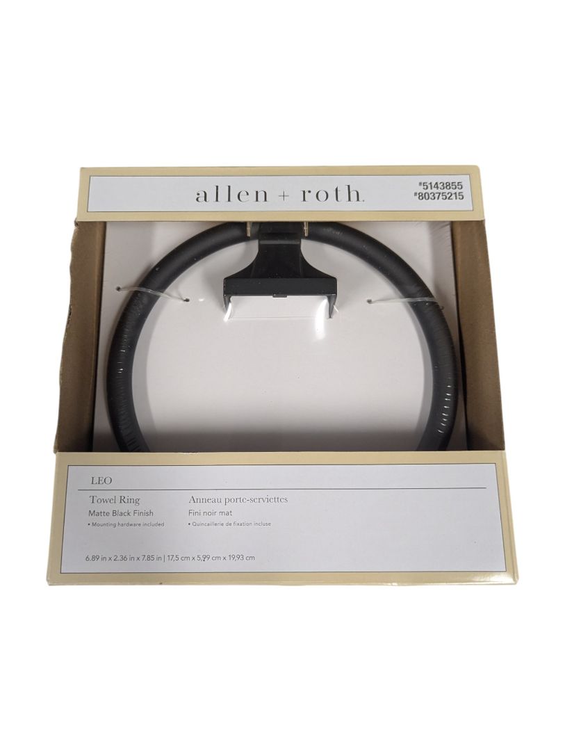 Allen + Roth “Leo” Bathroom Hardware Set – Matte Black (3 Pieces, New in Box)