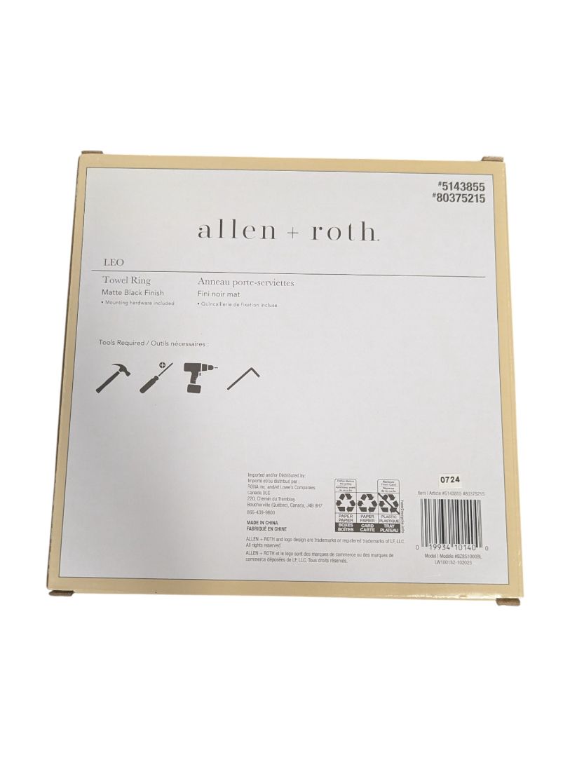Allen + Roth “Leo” Bathroom Hardware Set – Matte Black (3 Pieces, New in Box)