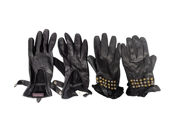 Lot of 2 – Etienne Aigner & Studded Black Leather Gloves (Ladies Size 7½)