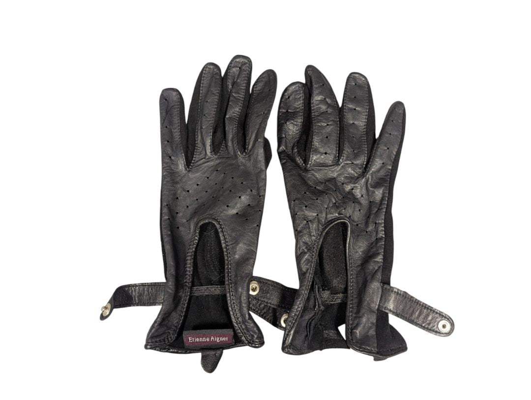 Lot of 2 – Etienne Aigner & Studded Black Leather Gloves (Ladies Size 7½)