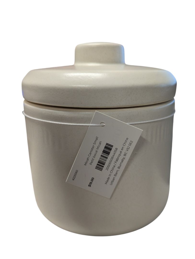 Urban Barn “Micah” Ceramic Canister – Small Size (Matte Cream)