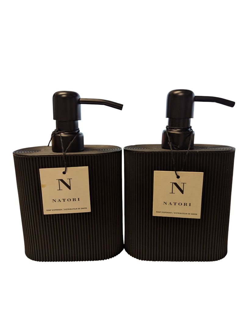 Set of 2 Natori Matte Black Lotion Dispensers – “Balli” Collection