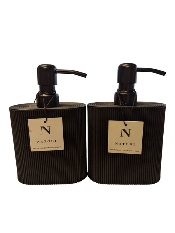 Set of 2 Natori Matte Black Lotion Dispensers – “Balli” Collection