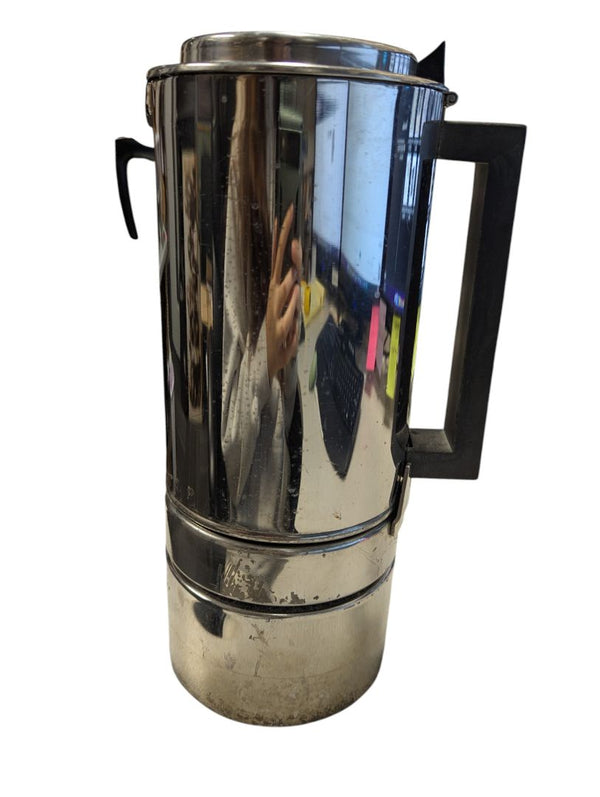 Vintage Mirror-Finish Coffee Percolator – Tall Stainless Steel with Bakelite Handle
