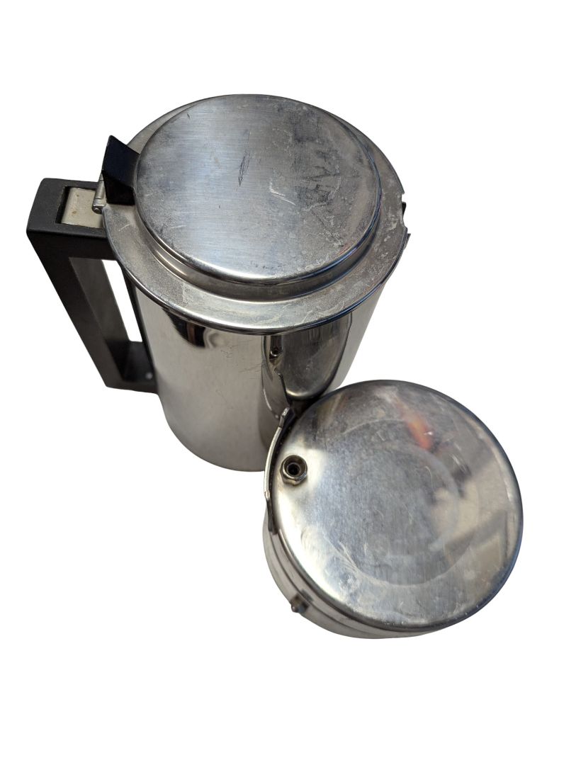 Vintage Mirror-Finish Coffee Percolator – Tall Stainless Steel with Bakelite Handle