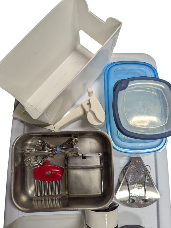 Lot of Kitchen & Home Accessories – Mixed Storage, Tools & Hardware