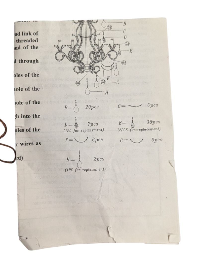 Antique Brass Chandelier Wiring & Chain Assembly Kit
