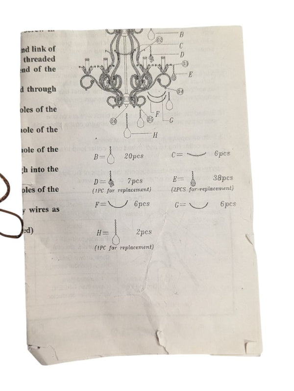 Antique Brass Chandelier Wiring & Chain Assembly Kit