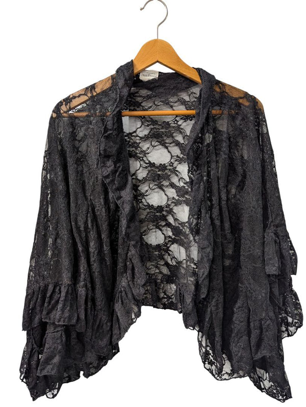 Intimately Free People Black Lace Ruffle Cardigan