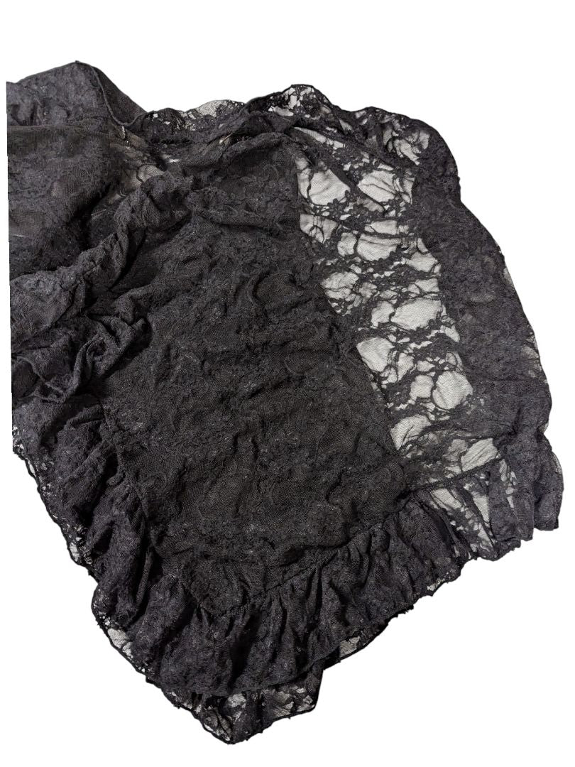 Intimately Free People Black Lace Ruffle Cardigan