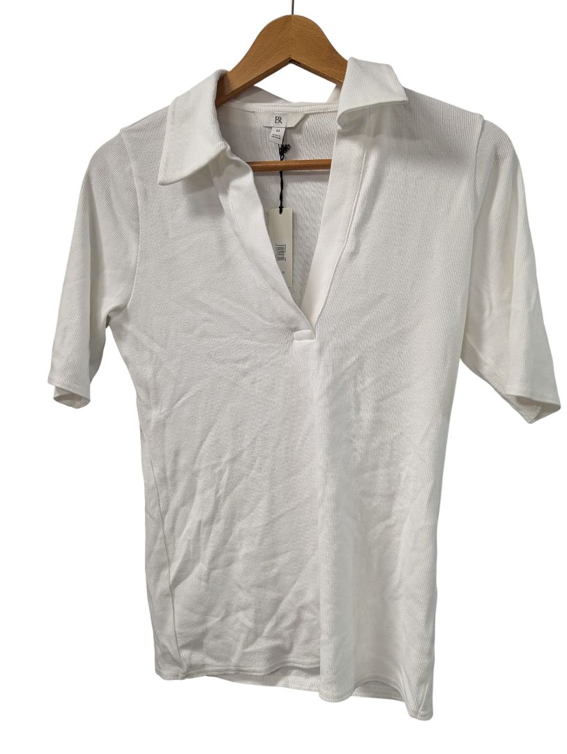 Banana Republic Ribbed Collared Knit Top – White (NWT)