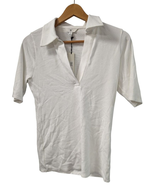 Banana Republic Ribbed Collared Knit Top – White (NWT)