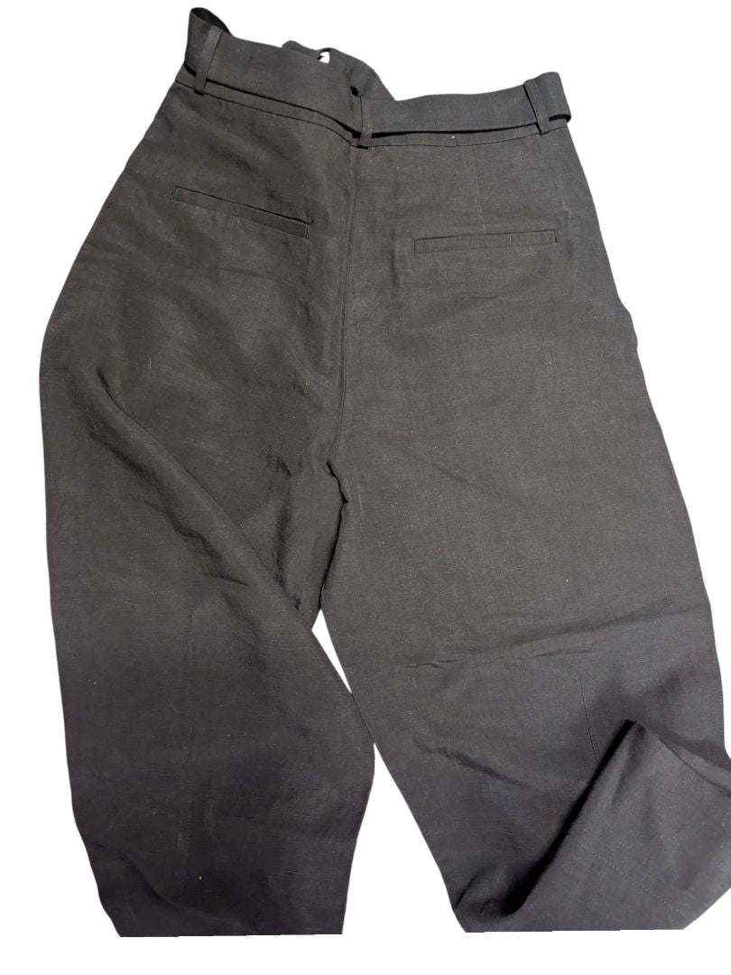 Banana Republic Linen Wide-Leg Belted Pants – Charcoal (NWT)