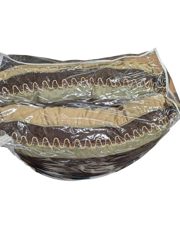 Velvet & Satin Decorative Pillow Pair – Espresso and Olive with Trim Detail