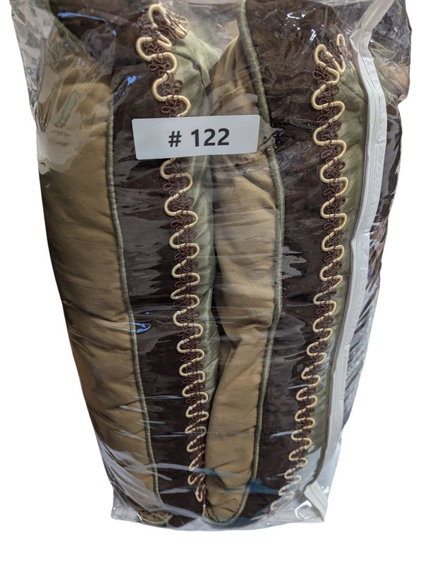 Velvet & Satin Decorative Pillow Pair – Espresso and Olive with Trim Detail