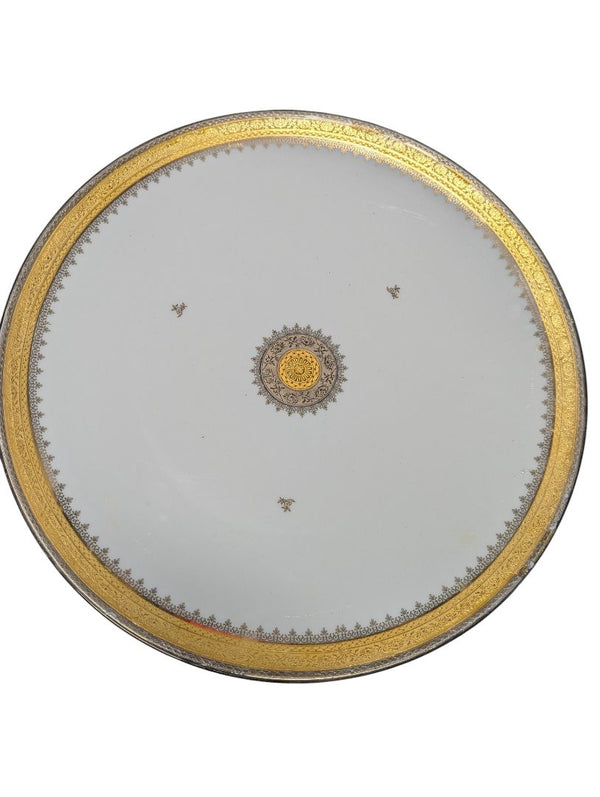Limoges France “Atelier du Lys” 14" Porcelain Charger Plate – Gold Filigree