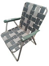 Vintage Woven Aluminum Folding Lawn Chair – Green & White Webbing