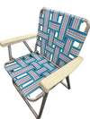Vintage Woven Aluminum Folding Lawn Chair – Blue & White Webbing