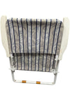 Vintage Folding Lawn Chair – Blue Striped Fabric with White Frame