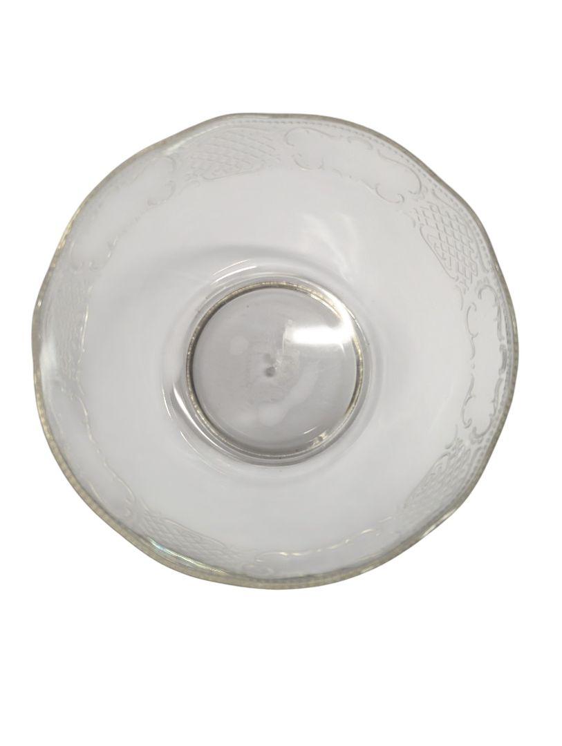 Pressed Glass Serving Bowl – Vintage Patterned Clear Design