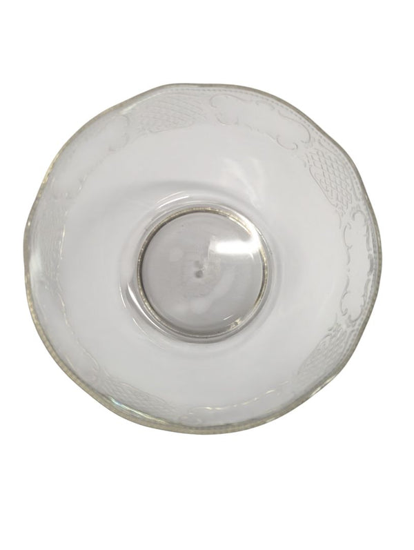 Pressed Glass Serving Bowl – Vintage Patterned Clear Design