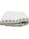 White Textured Check Throw Blanket with Grey Trim – Soft Contemporary Style