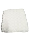 White Textured Check Throw Blanket with Grey Trim – Soft Contemporary Style
