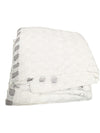 White Textured Check Throw Blanket with Grey Trim – Soft Contemporary Style