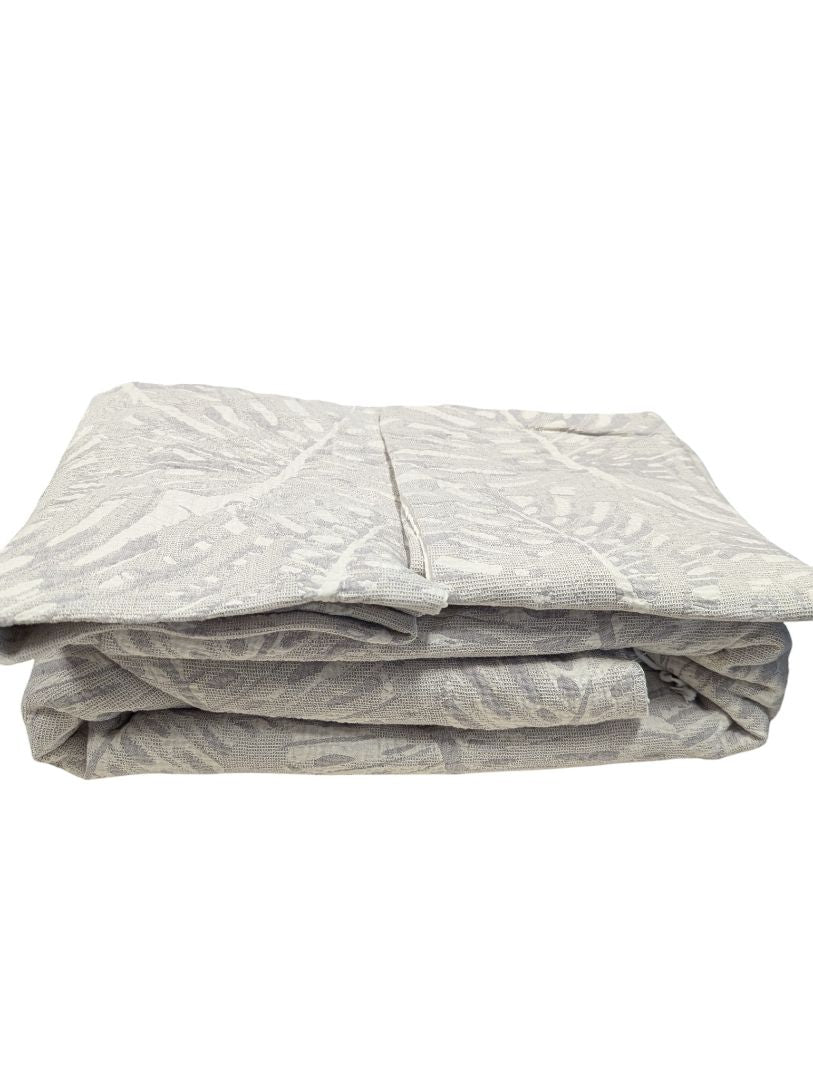 Grey Botanical Jacquard Coverlet Set – Woven Textured Bedding