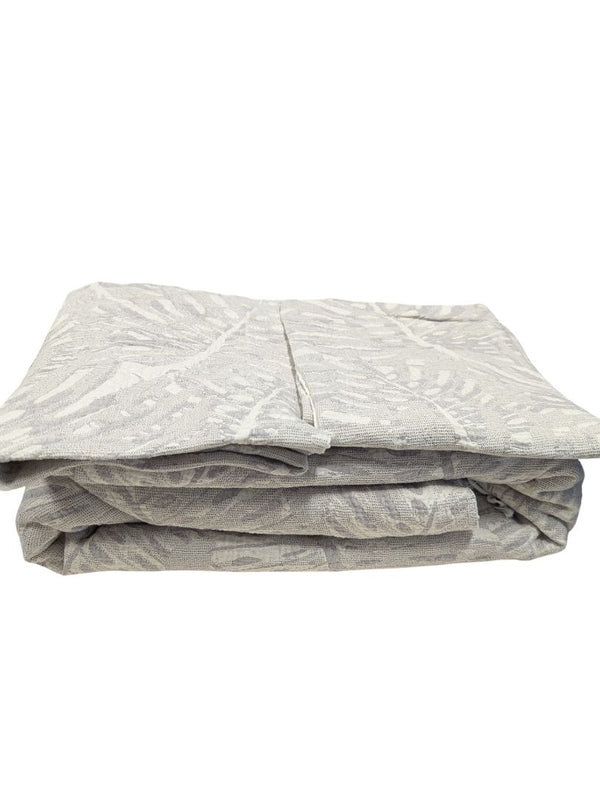 Grey Botanical Jacquard Coverlet Set – Woven Textured Bedding