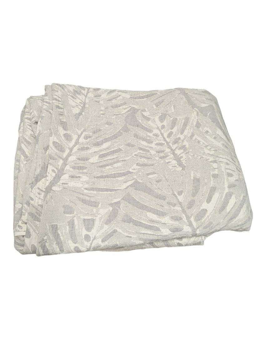 Grey Botanical Jacquard Coverlet Set – Woven Textured Bedding