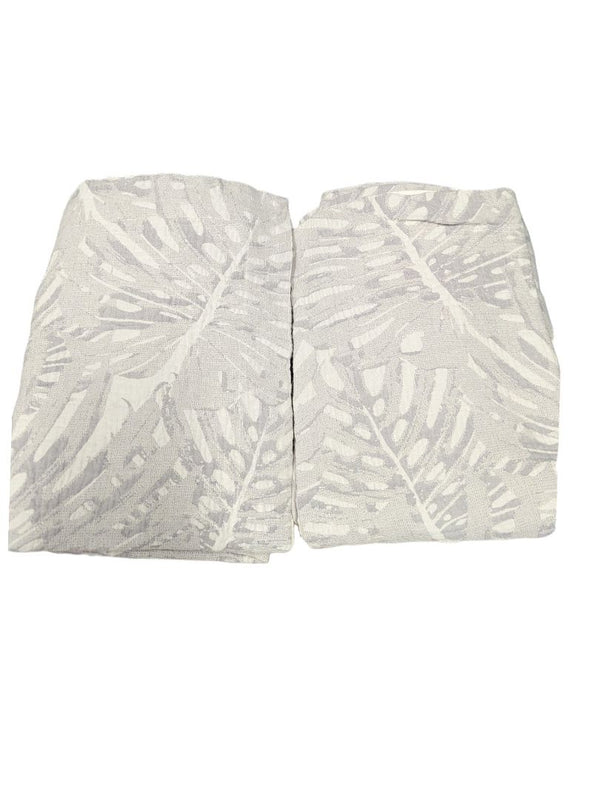 Grey Botanical Jacquard Coverlet Set – Woven Textured Bedding