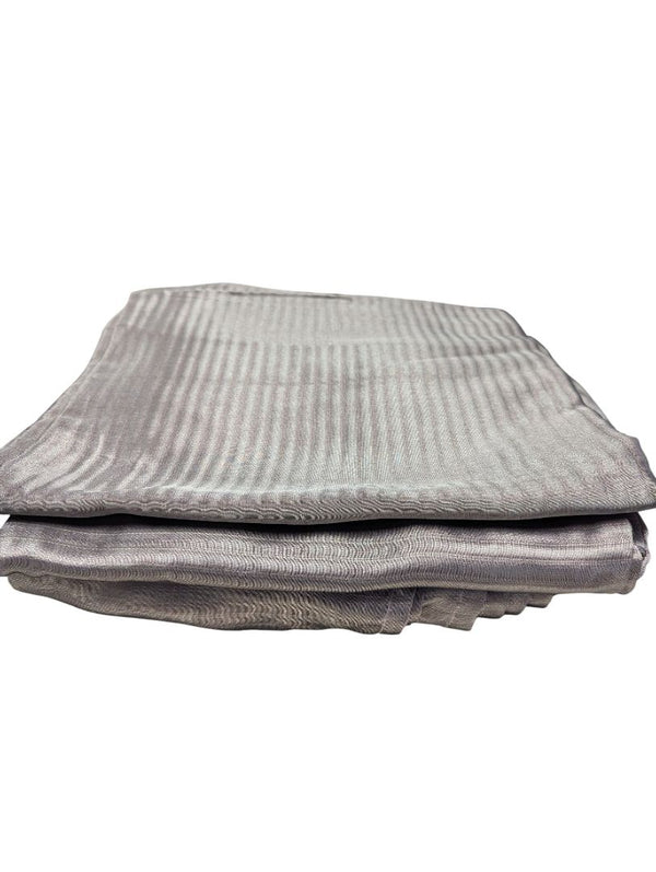 Silver Satin Curtain Panels – Textured Stripe Design