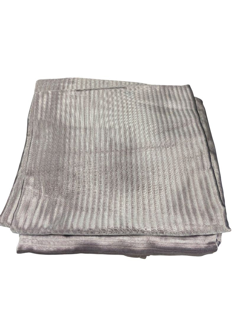 Silver Satin Curtain Panels – Textured Stripe Design