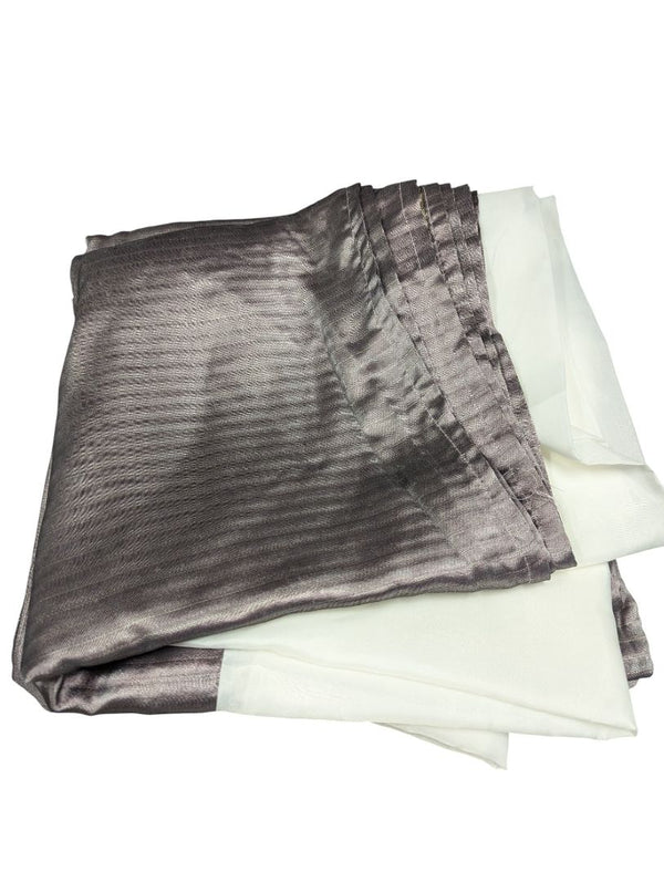 Silver Satin Curtain Panels – Textured Stripe Design