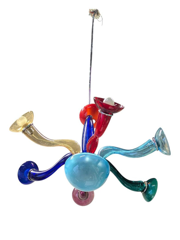 "RARE" Murano Multicolor Blown Glass Chandelier – Italy, c.1970s