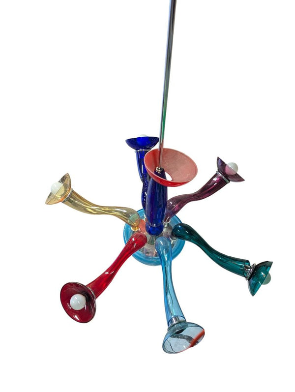 "RARE" Murano Multicolor Blown Glass Chandelier – Italy, c.1970s
