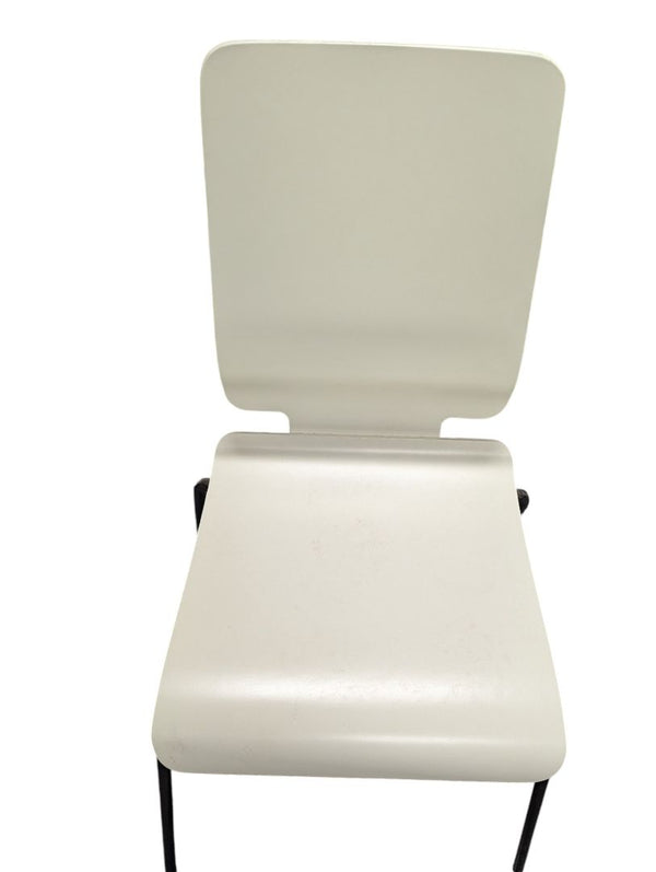 Modern White Molded Dining Chair – Chrome Frame