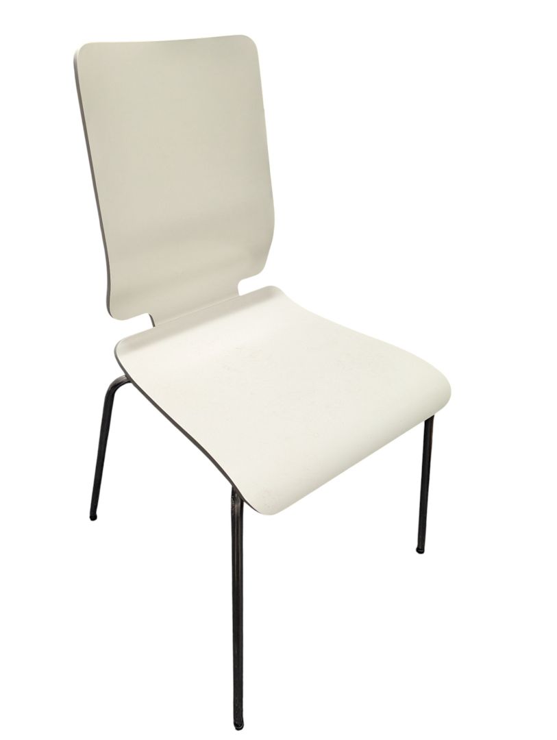 Modern White Molded Dining Chair – Chrome Frame