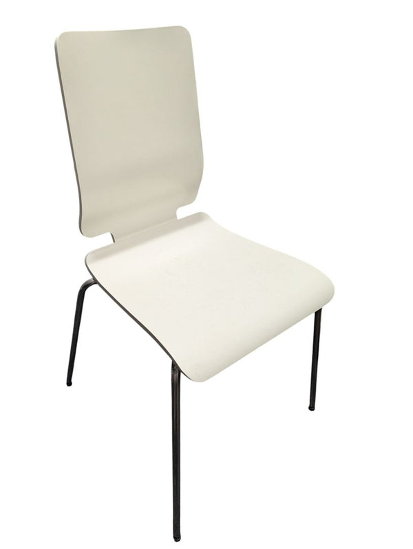 Modern White Molded Dining Chair – Chrome Frame