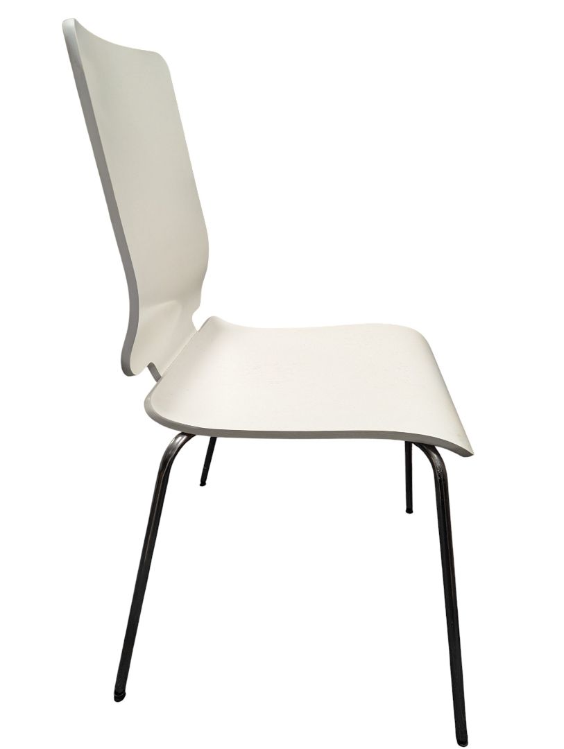 Modern White Molded Dining Chair – Chrome Frame