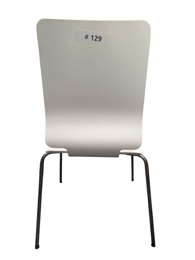 Modern White Molded Dining Chair – Chrome Frame