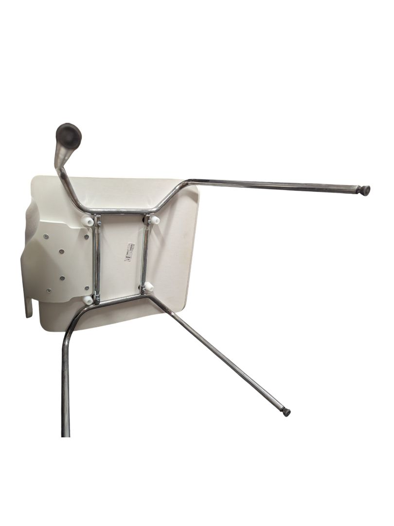 Modern White Molded Dining Chair – Chrome Frame