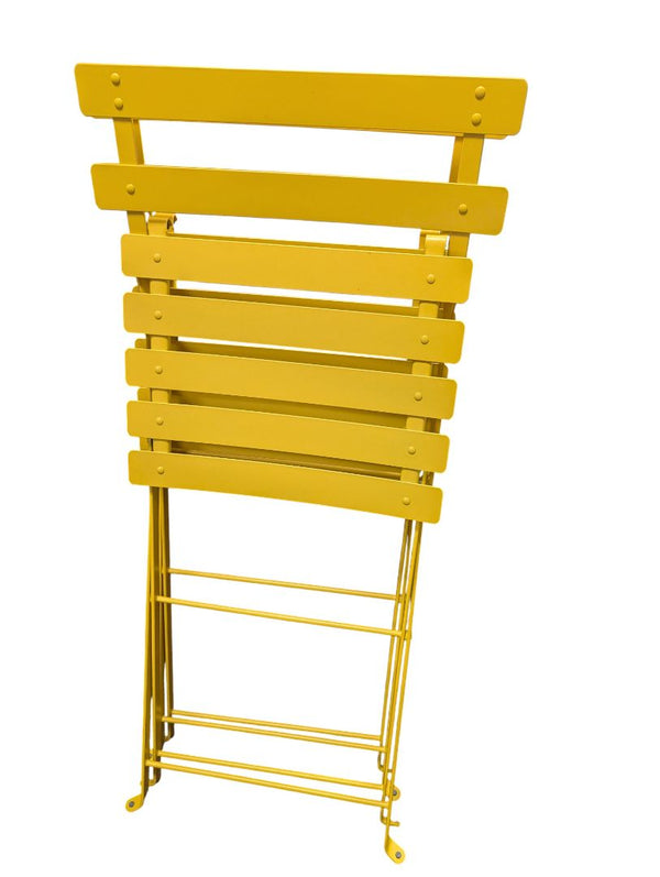 Yellow Metal Folding Bistro Chairs – Set of Two