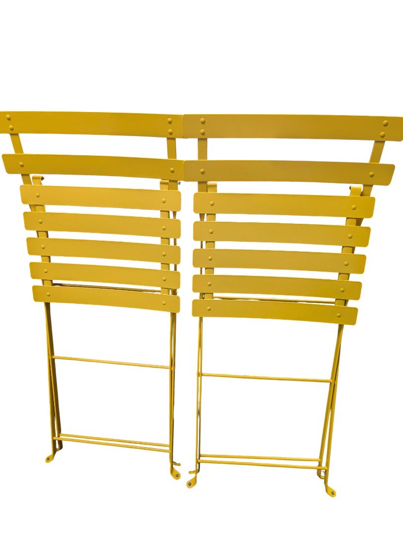 Yellow Metal Folding Bistro Chairs – Set of Two
