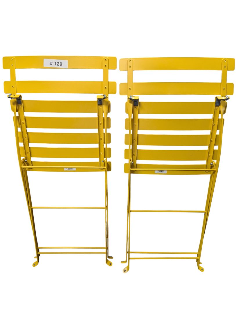 Yellow Metal Folding Bistro Chairs – Set of Two