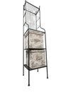 Wrought Iron & Glass Shelf Unit with Fabric Storage Bins