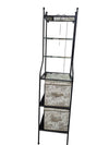 Wrought Iron & Glass Shelf Unit with Fabric Storage Bins
